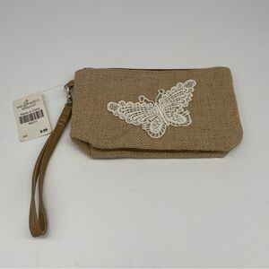 NWT Burlap Dollie Butterfly Cosmetic Boho Wristlet